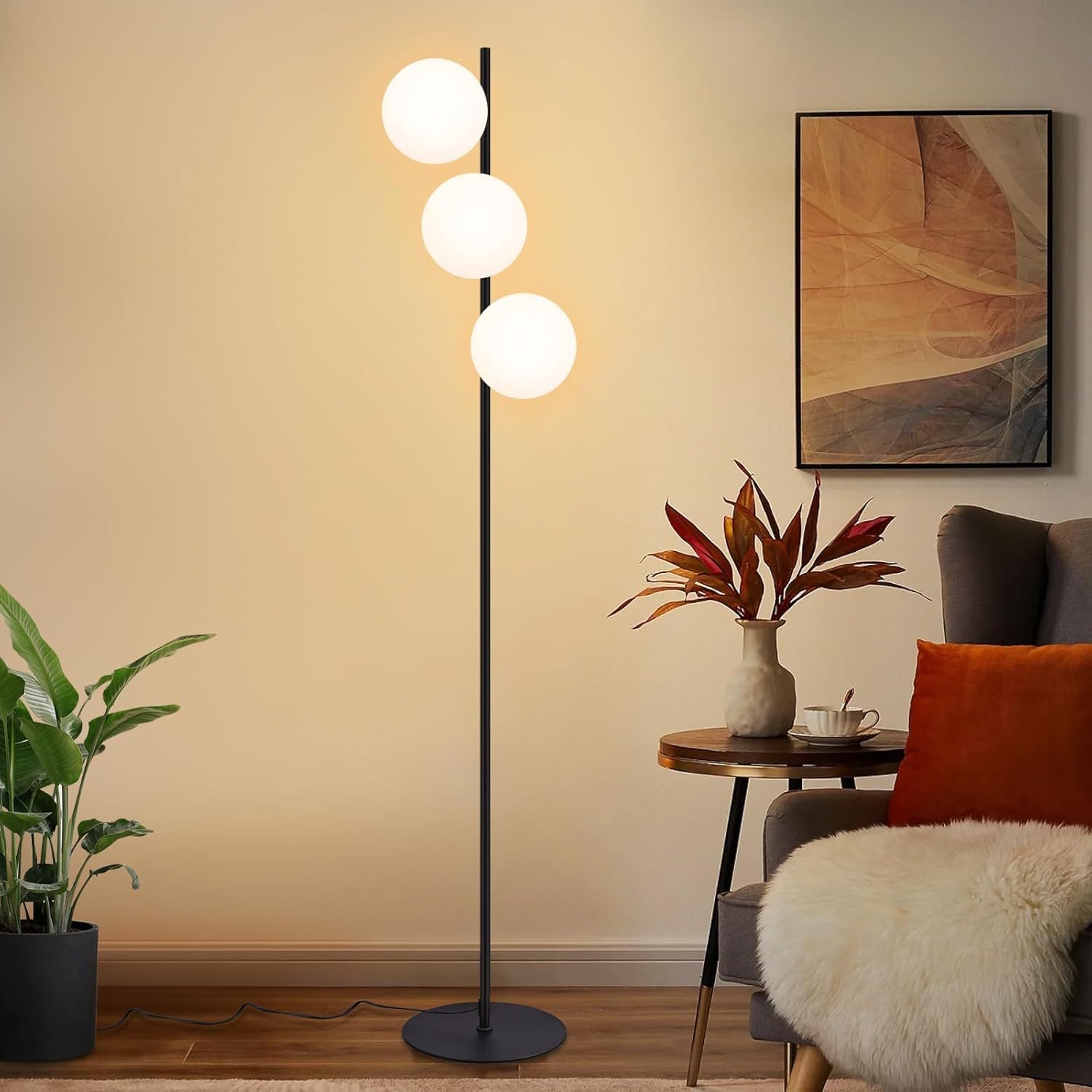 ZMH Stehlampe Wohnzimmer 3 Flammig Industrial Modern Standleuchte mit Fußsc günstig online kaufen