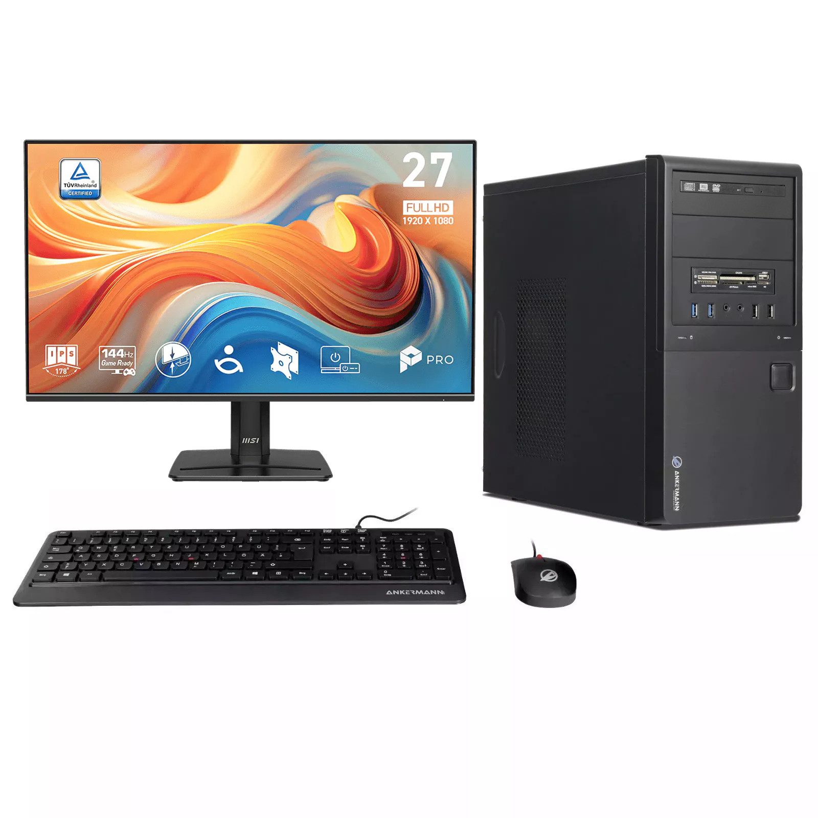 ANKERMANN-PC Business Office Work Bundle PC-Set (Intel Core i5 6500, Core Onboard Graphics, 16 GB RAM, 480 GB SSD, Luftkühlung)