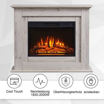 Balderia Elektrokamin Finn, Standkamin mit Heizung 2000W, 3D-Flammeneffekt, Fernbedienung, Timer, Thermostat