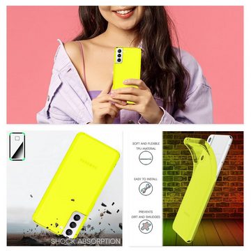 Nalia Smartphone-Hülle Samsung Galaxy S21 FE, Klare Neon Silikon Hülle / Bunt Leuchtend / Durchsichtig / Flexibel