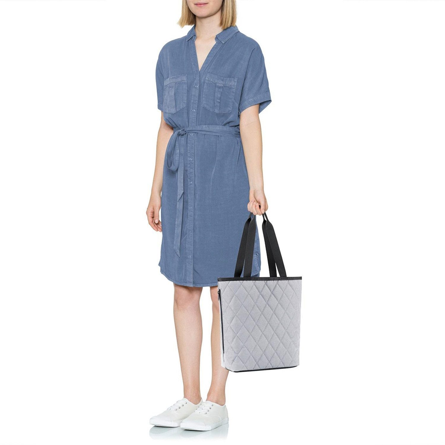 REISENTHEL® Tragetasche SHOPPER M, 15 Liter, Hellgrau, Schwarz, Polyester, (1-tlg), recyceltes Polyester, wasserabweisend
