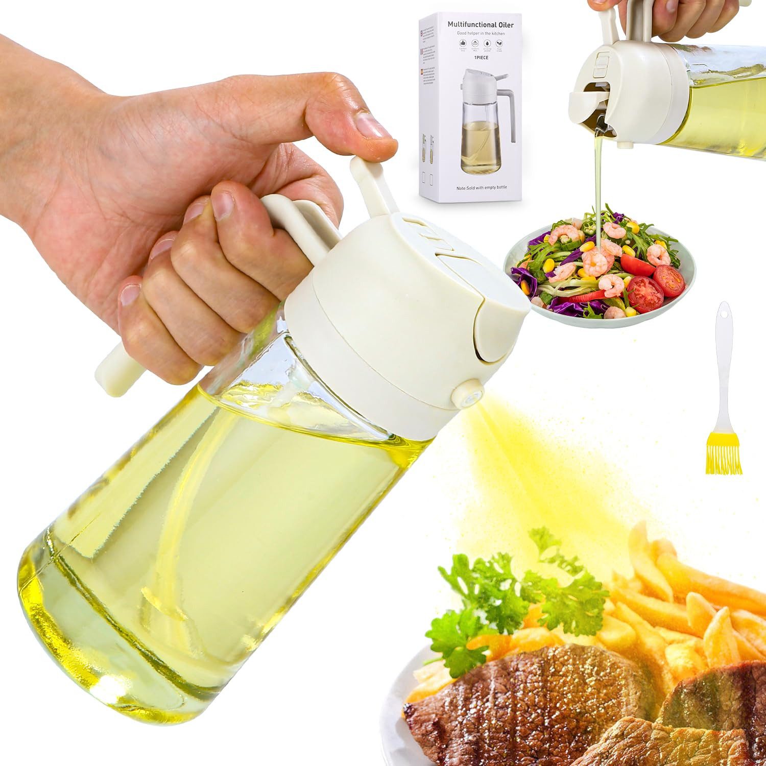 Ölspender 500 ml 2-in-1-Multifunktions-Ölflasche für die Küche, Sprühdose