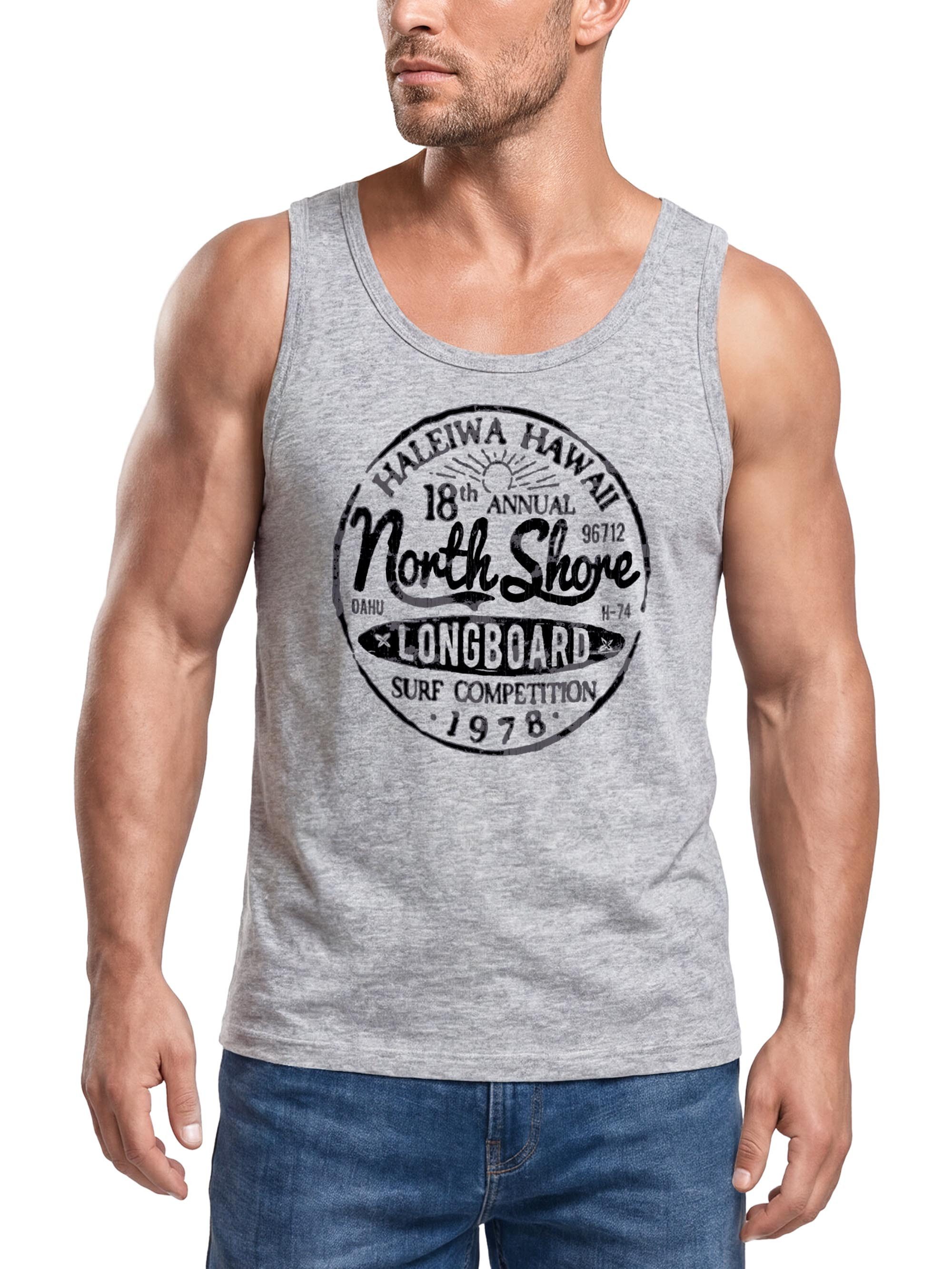Neverless Tanktop Herren Tank-Top North Shore Longboard Retro Surf Motiv Wellenreiten mit Print