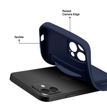 CoolGadget Handyhülle Blau als 2in1 Schutz Cover Set für das Apple iPhone 12 Pro 6,1 Zoll, 2x Glas Display Schutz Folie + 1x TPU Case Hülle für iPhone 12 Pro