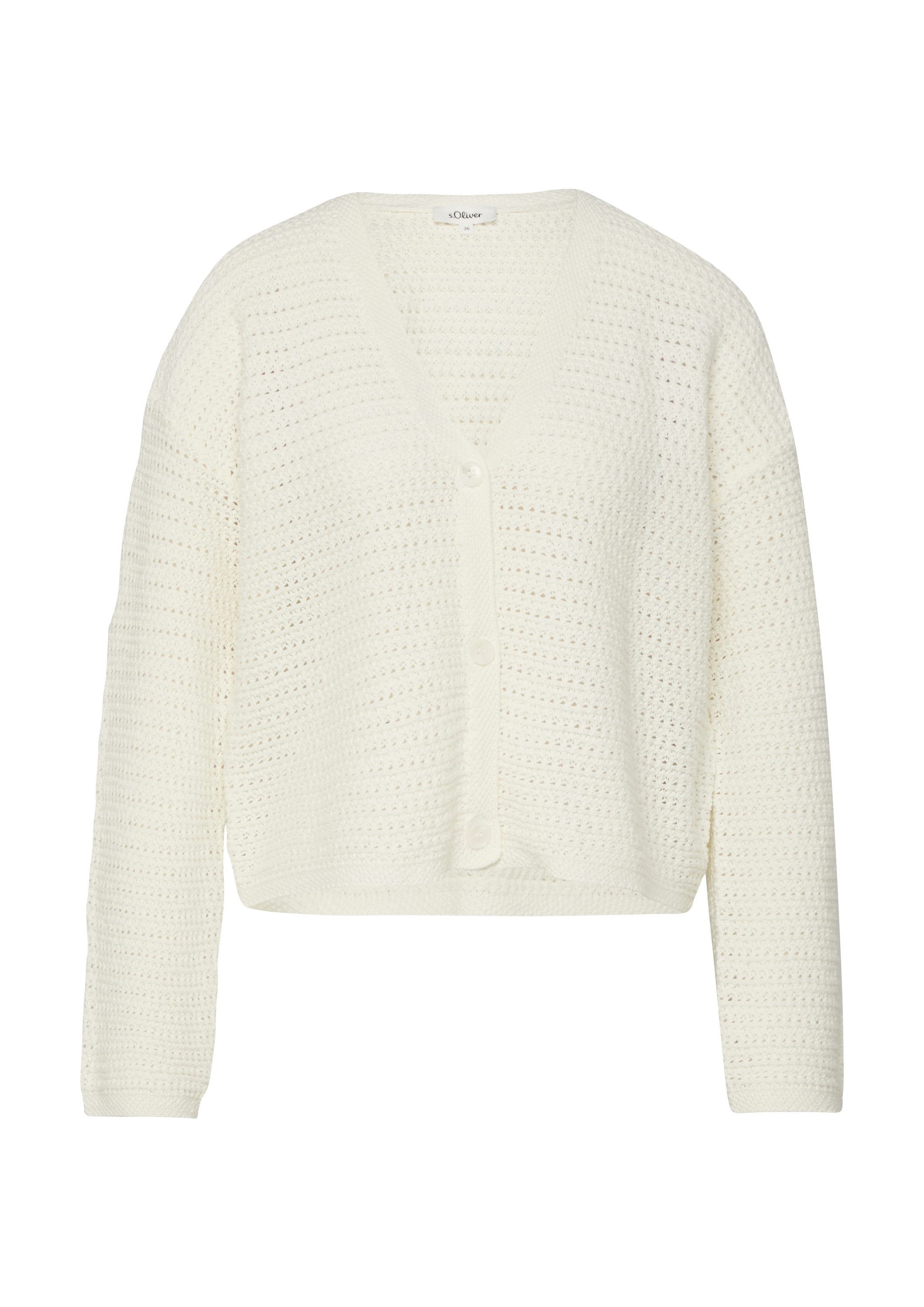 s.Oliver Cardigan Strickjacke Cardigan aus Ajourstrick im Relaxed Fit