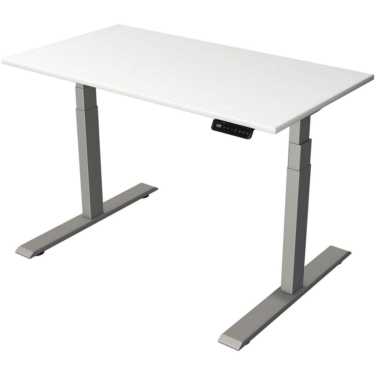 KERKMANN Schreibtisch Smart Office, rechteckig, T-Fuß alusilber, elektrisch höhenverstellbar 63-127 cm