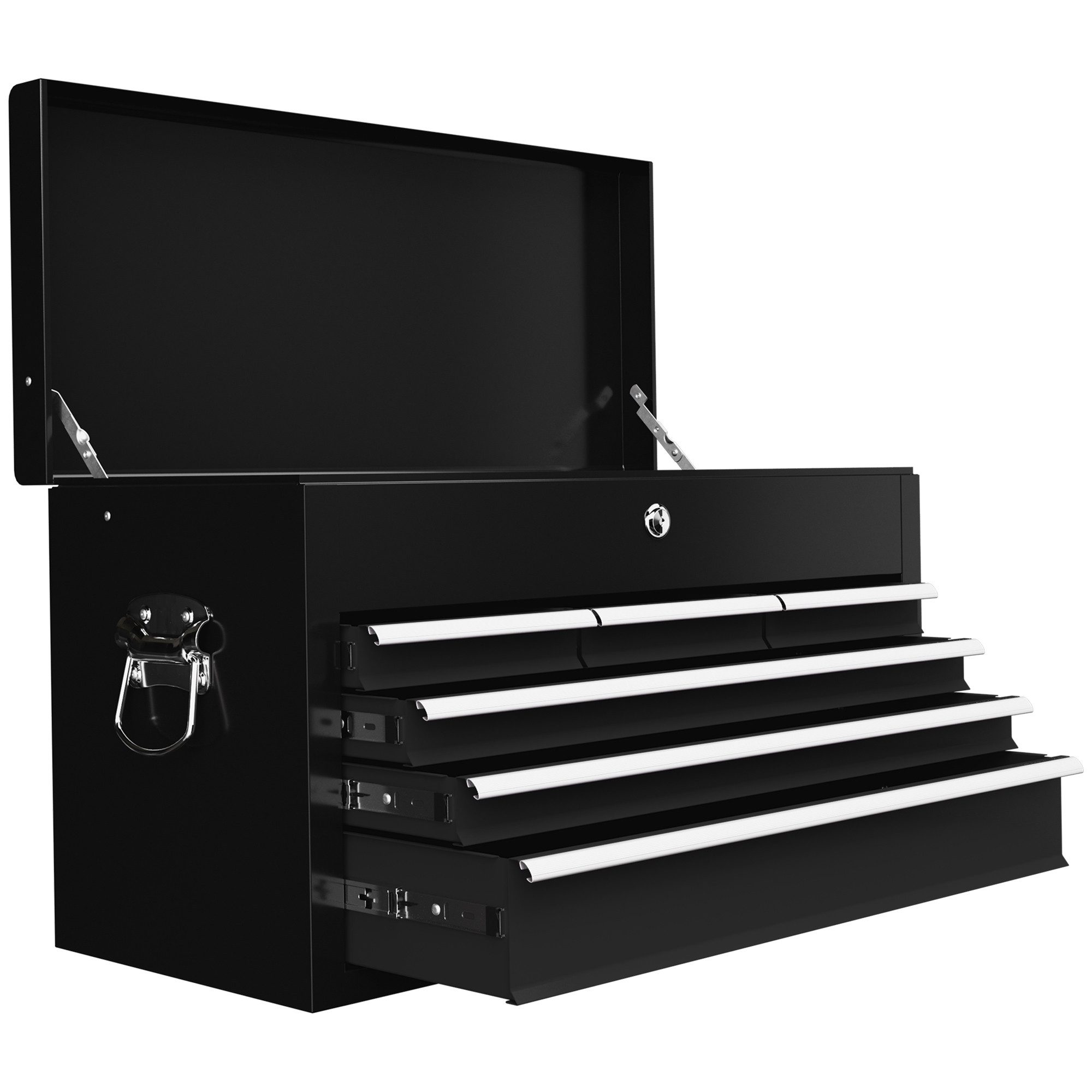 furnicato Werkzeugwagen Werkzeugkiste Schwarz 60L x 26B x 34H cm mit 6 Schubladen, 60L x 26B x 34H cm, (1-tlg), Abschließbarer Werkzeugkoffer mit EVA-Matten und oberer Ablagefläche