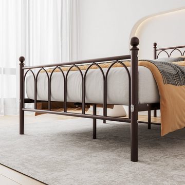REDOM Metallbett Einzelbett mit Lattenrost, 120 x 200 cm, Braun