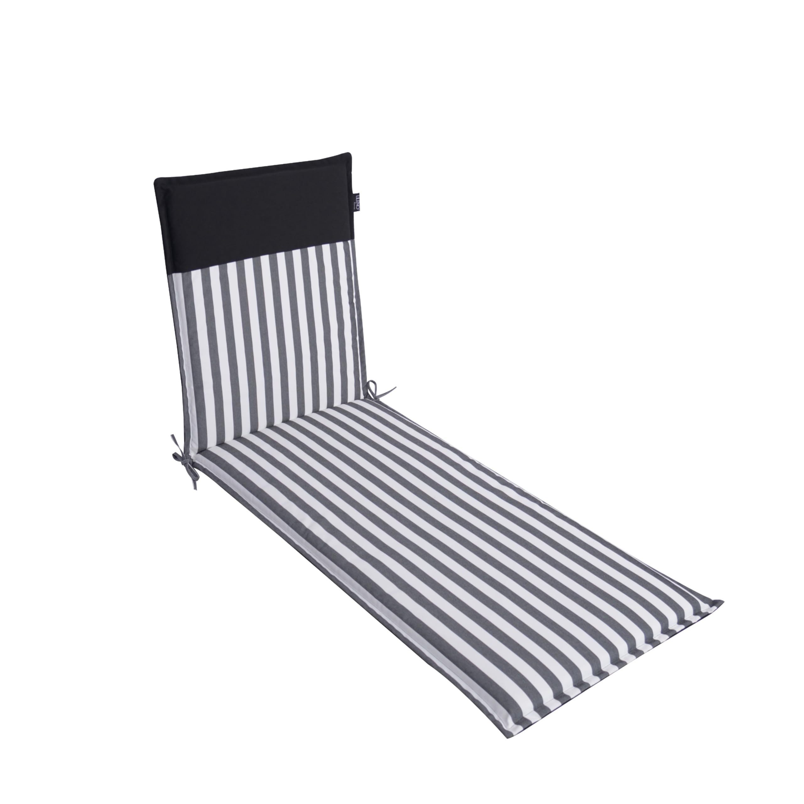 LILENO HOME Liegenauflage perfekt für Strandliegen, Sonnenliege Auflage, Gartenliege Auflage, (1er Set), Polsterauflage Streifen Schwarz, Auflagen für Gartenliegen