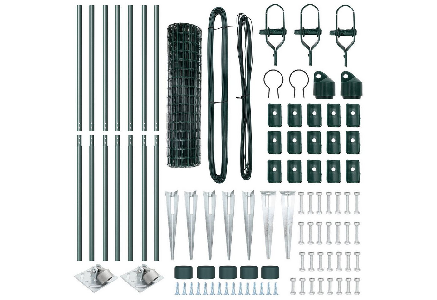 Thumbnail - vidaXL Gartenzaun Euro-Zaun Set mit 2 Grün Metall 10 x 1,0 m Erweiterbar, (2-St)