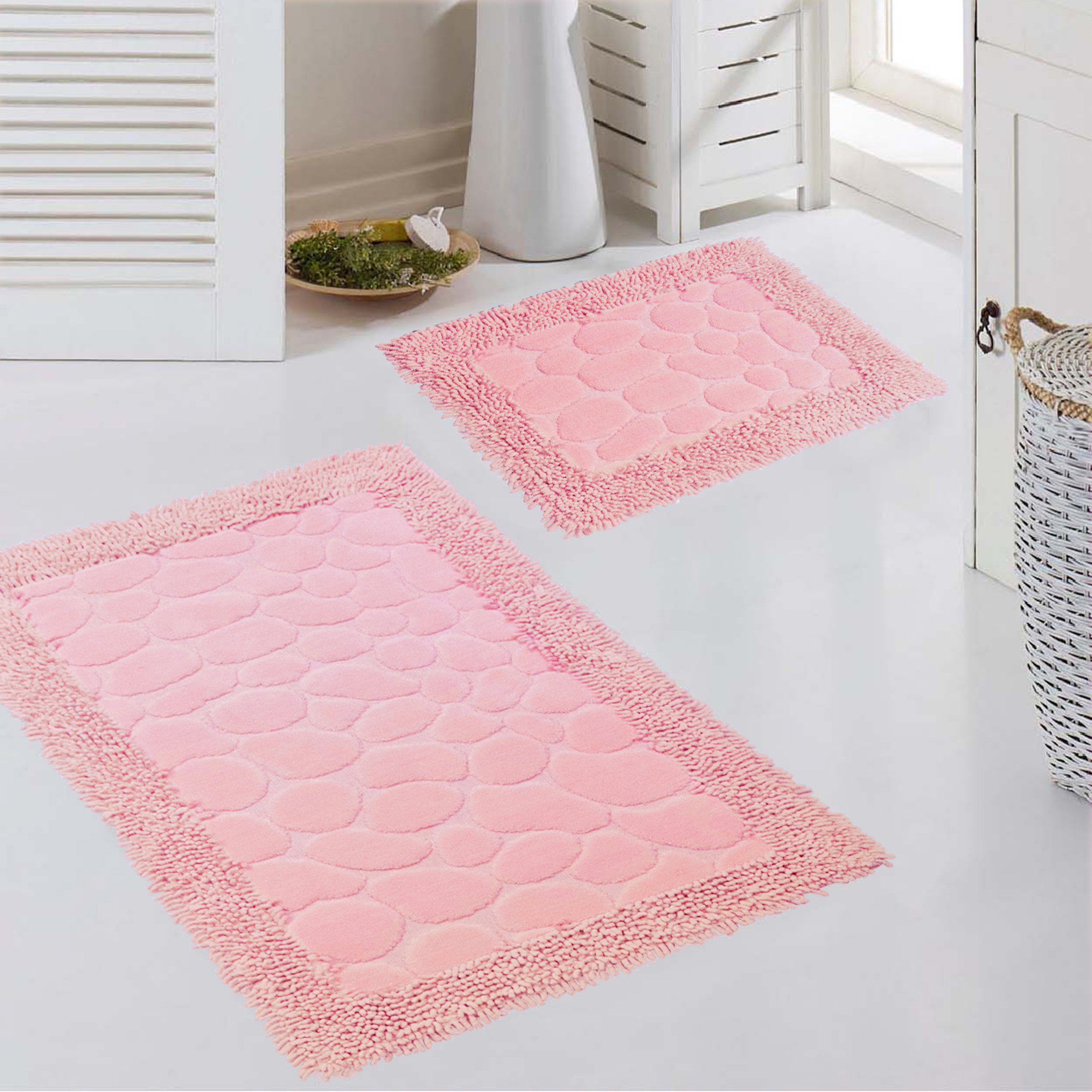 Teppich Badezimmerteppich Set 2 teilig • waschbar • Steinoptik in pink, Teppich-Traum, rechteckig, Höhe: 7.5 mm, waschbar | Kurzflor-Teppiche