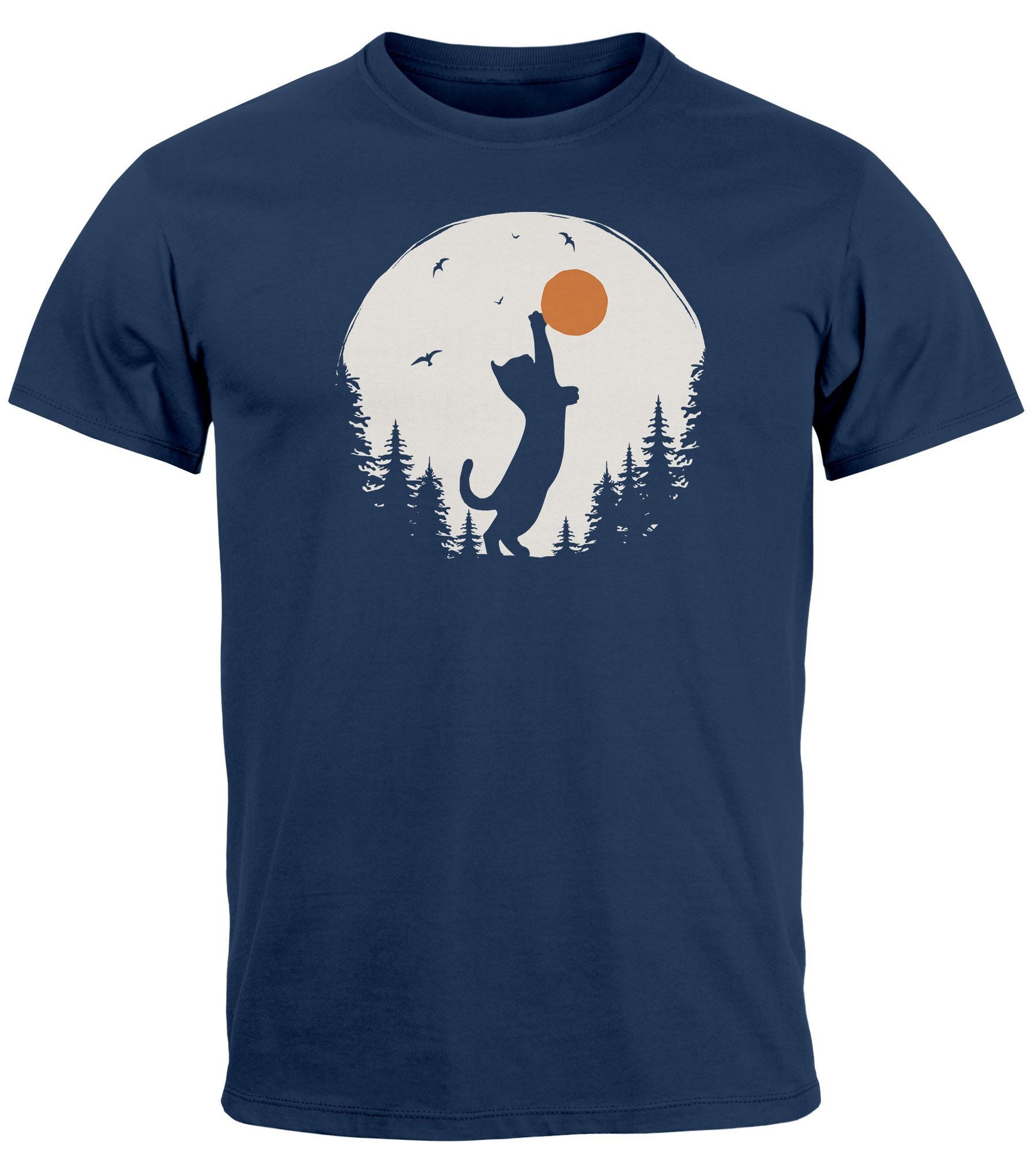 Neverless Print-Shirt Herren T-Shirt Frontprint Katze günstig online kaufen