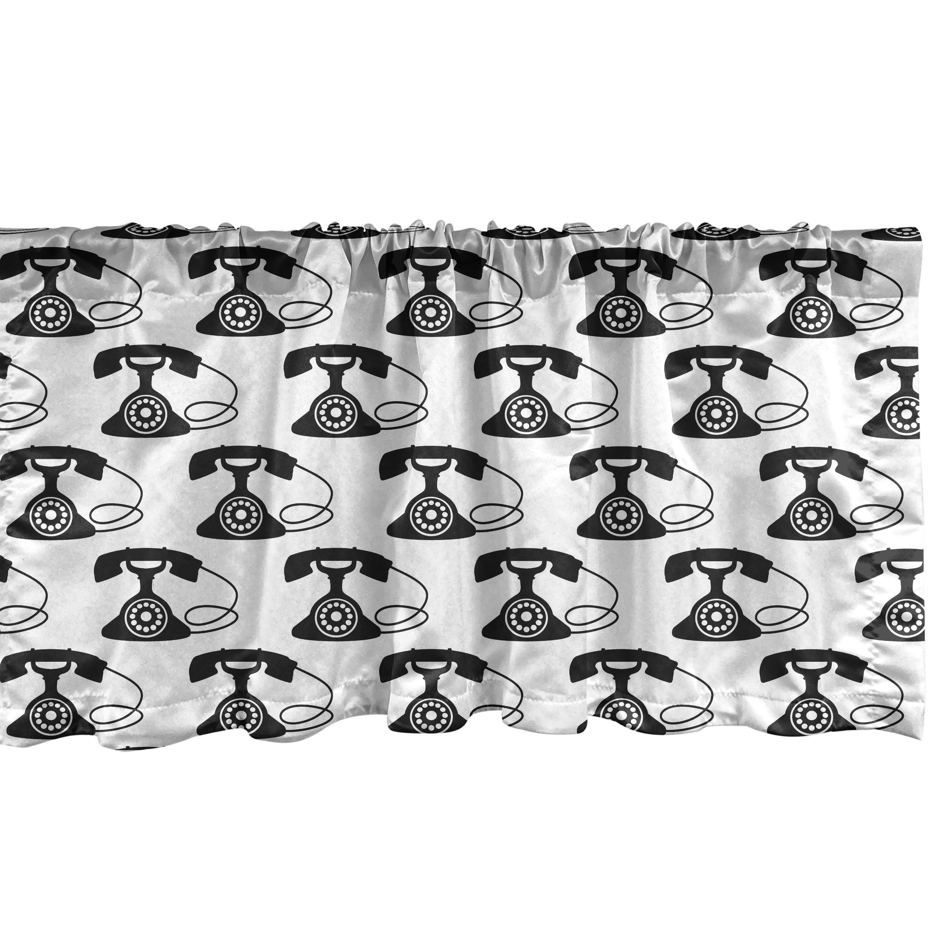 Scheibengardine Vorhang Volant für Küche Schlafzimmer Dekor mit Stangentasche, Abakuhaus, Microfaser, Retro Repetitive Wählscheibe Bilder