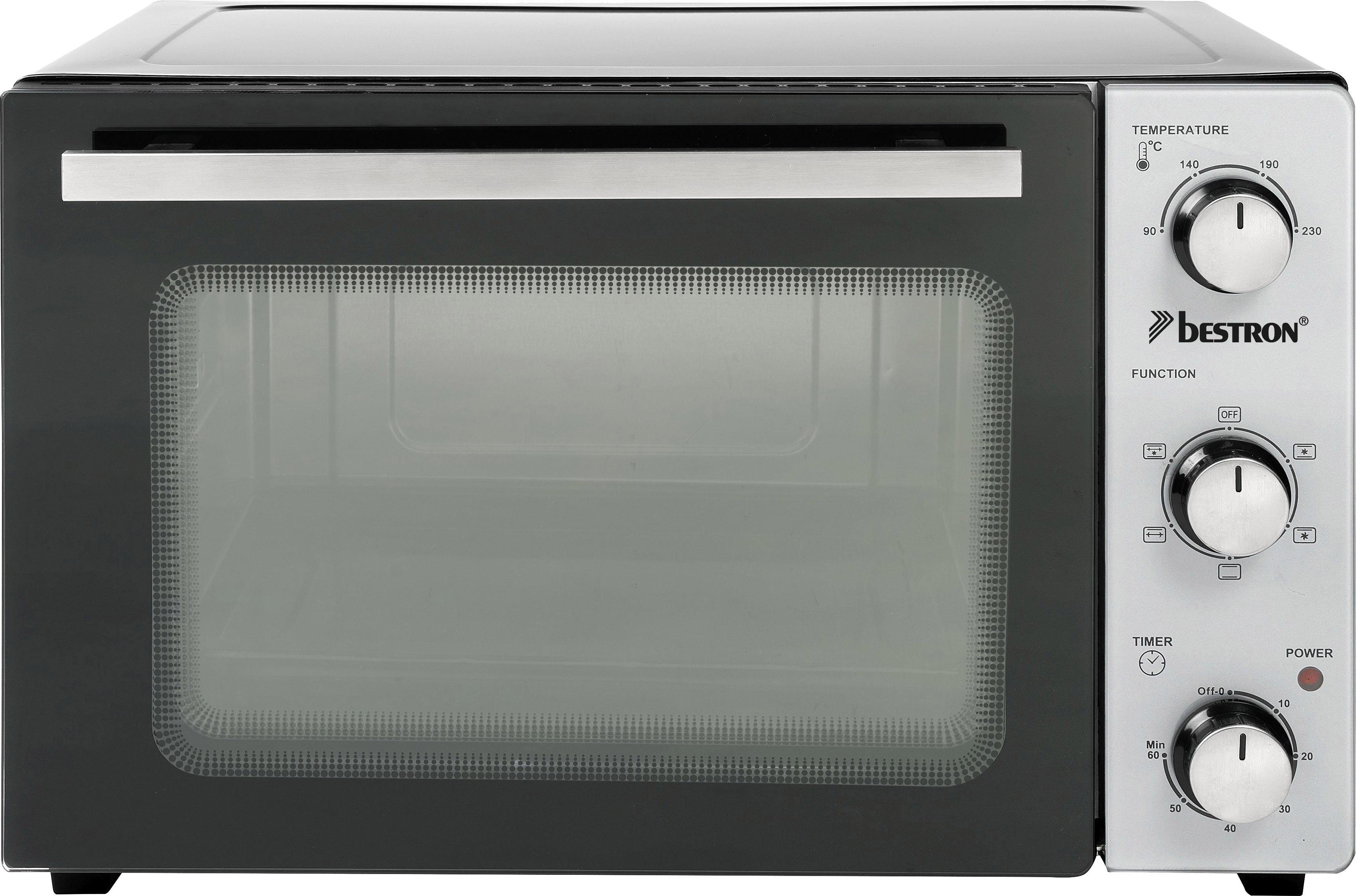 Drehspieß, 2-in-1 W, Minibackofen Gerät, 1500 mit Edelstahl, bestron Schwarz