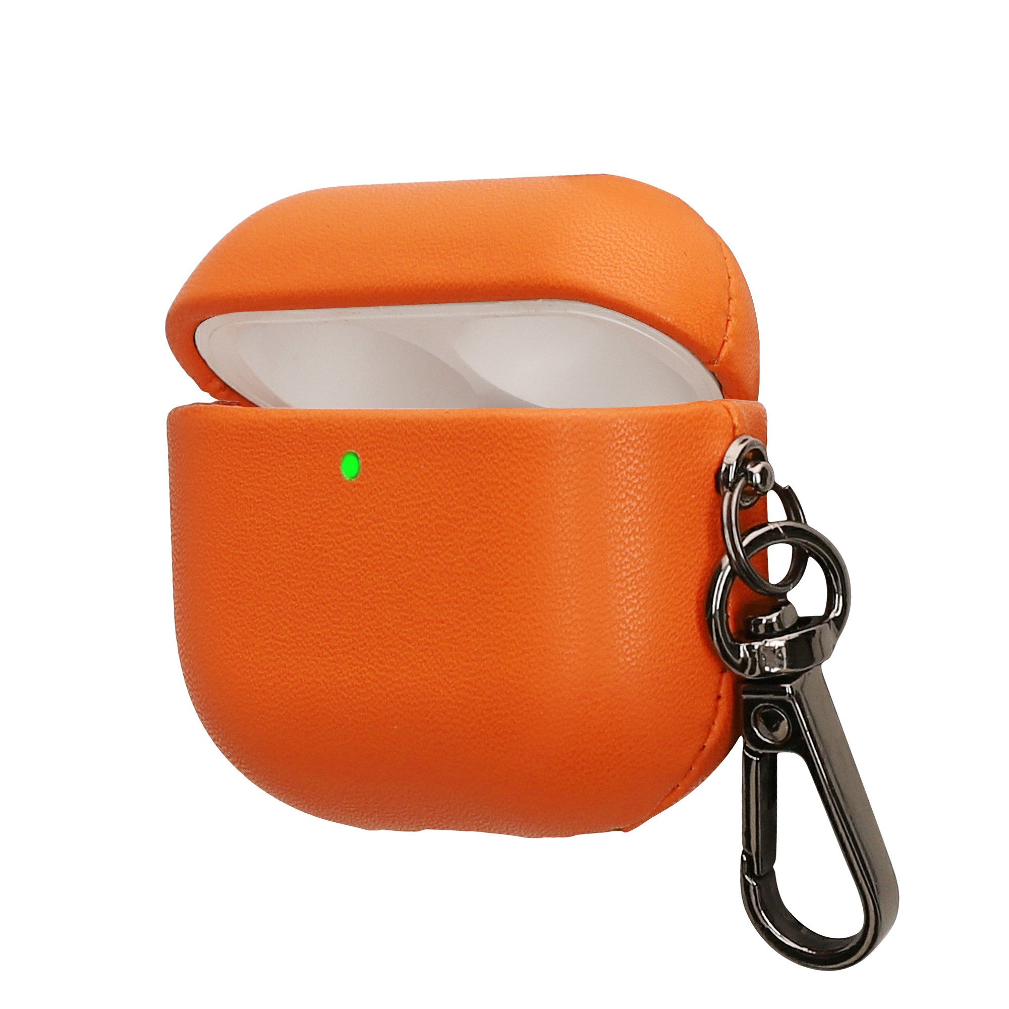 kwmobile Kopfhörer-Schutzhülle Kunstleder Hülle für Apple Airpods 4 Case, Slim Cover mit Karabiner - Tasche - Kopfhörer Etui