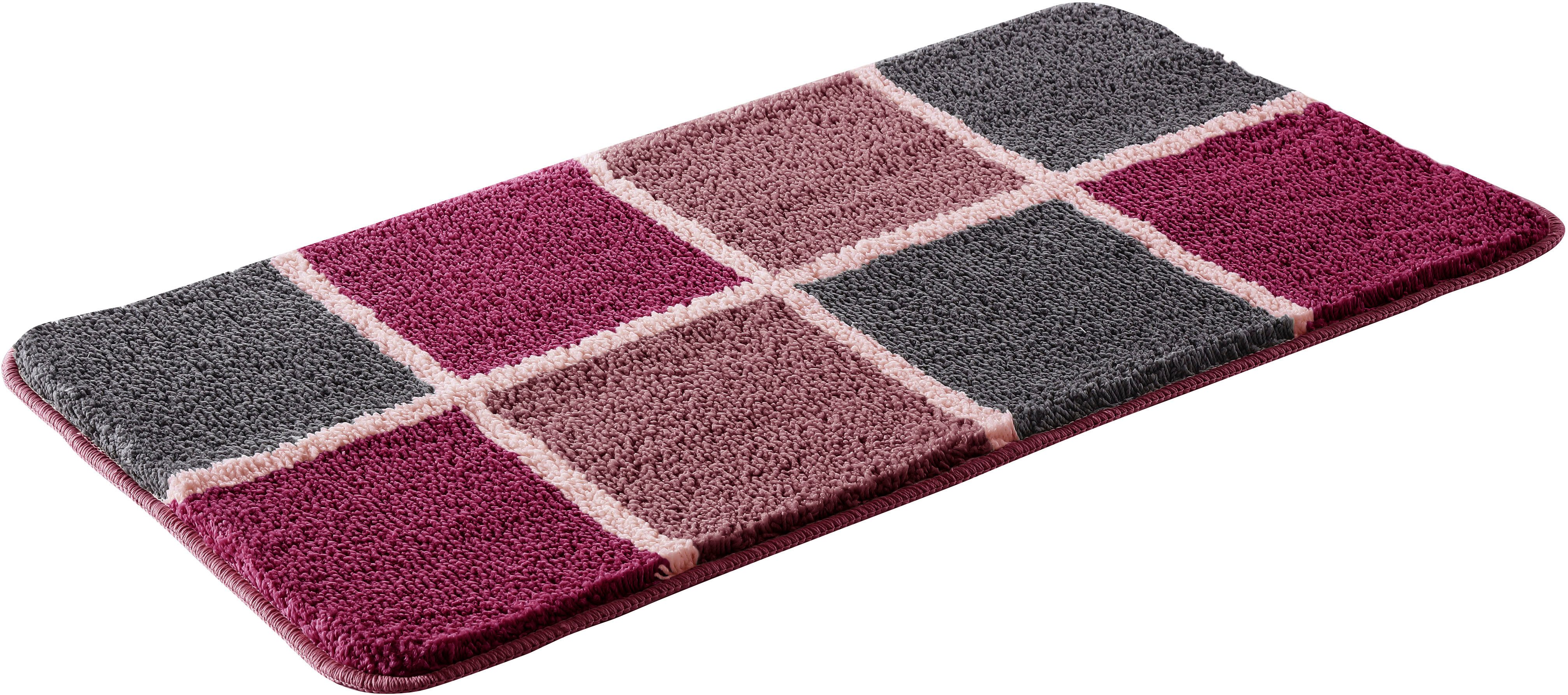 OTTO home Badematte Anna mit Kachelmuster, Badvorleger, Badezimmer Teppich, Duschvorleger, Höhe 20 mm, rutschhemmend beschichtet, strapazierfähig, Polyester, re – Bild 2 von 5