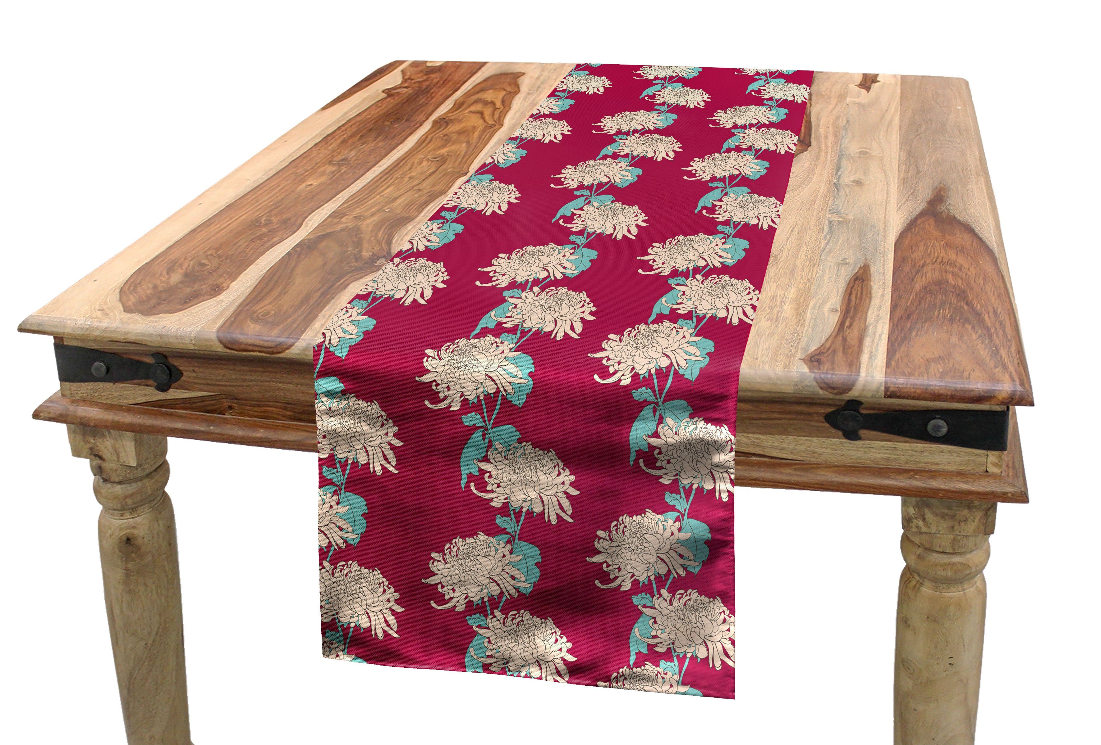 Abakuhaus Tischläufer Esszimmer Küche Rechteckiger Dekorativer Tischläufer, Frühling Chrysantheme-Blüten-Motiv
