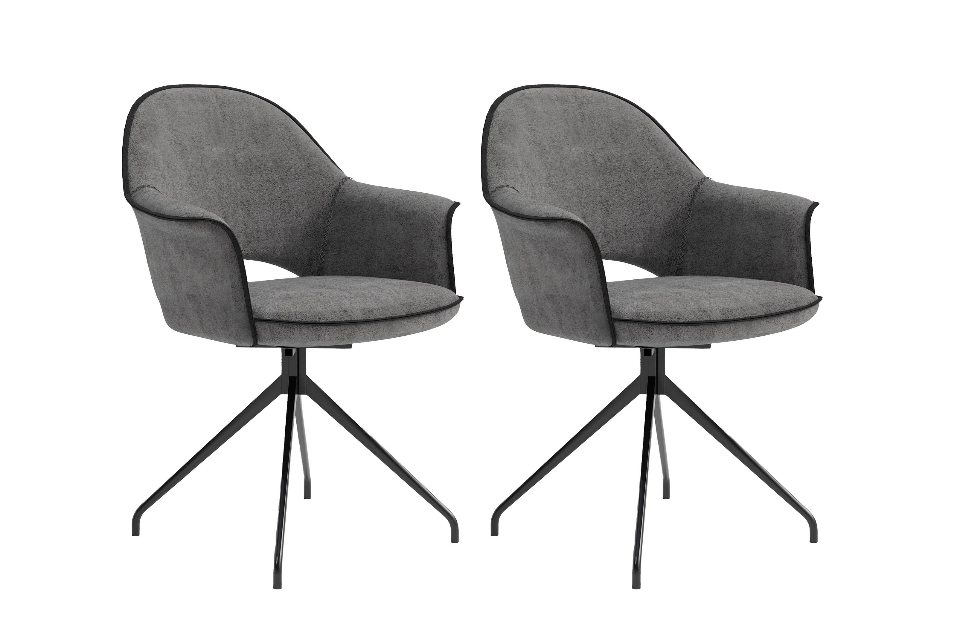 Esszimmerstuhl 2er-Set in Grau/Schwarz 63 x 87 x 56 cm (BxHxT)