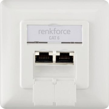 Renkforce 2 Port CAT 6 RAL9010 Unterputz-Netzwerkdose Netzwerk-Adapter, Kompakt