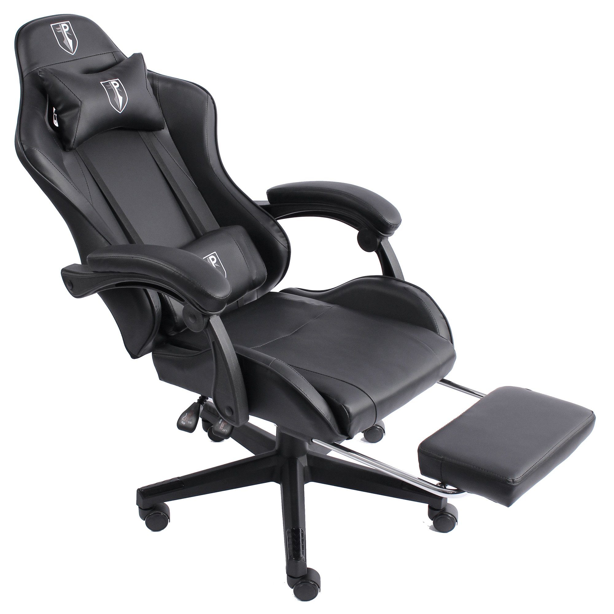 TRISENS Drehstuhl Arijus Chefsessel Gaming (1 Racing-Design Bürostuhl Stück), Fußstütze Schwarz im mit Stuhl