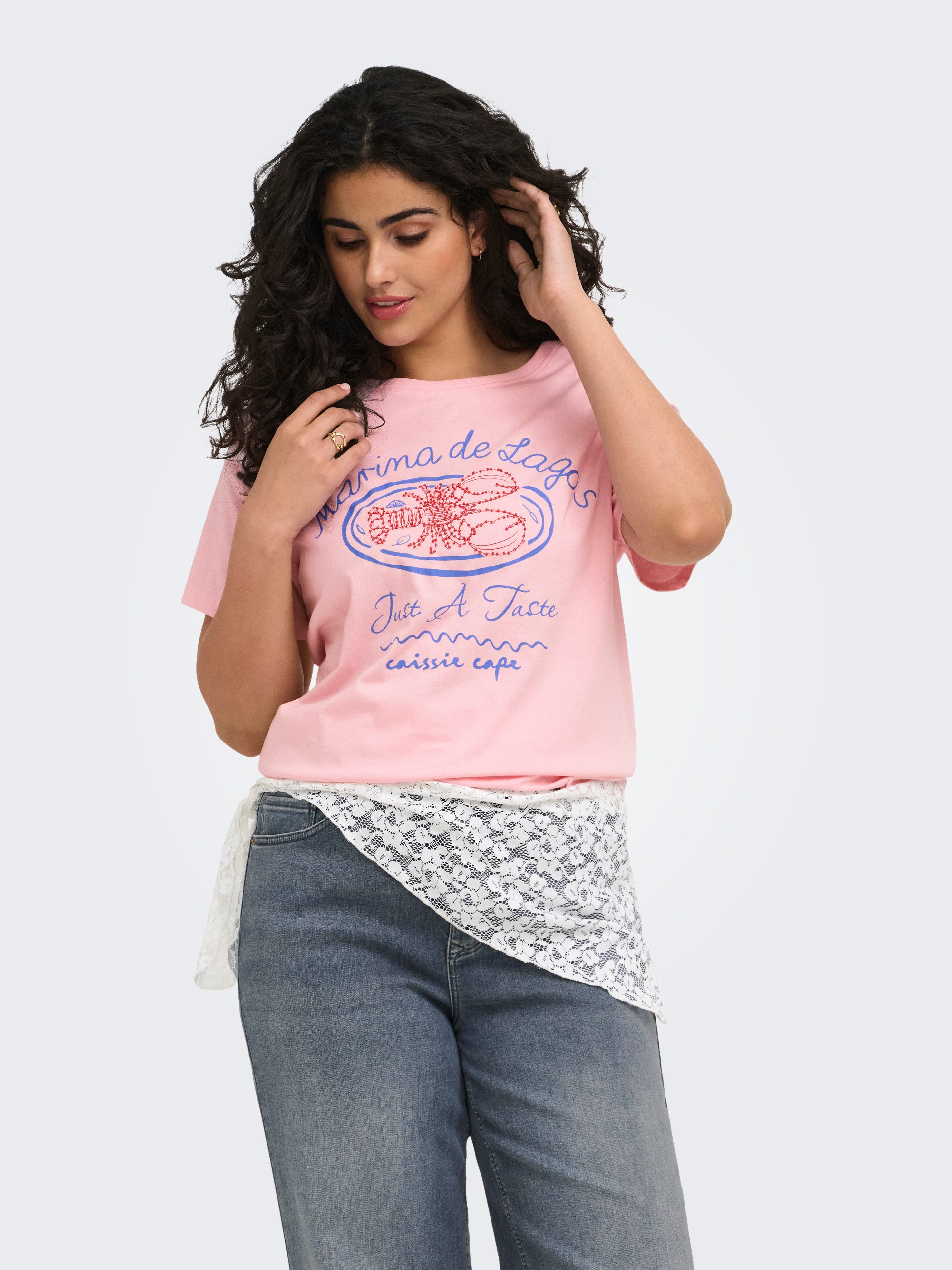 ONLY CARMAKOMA Kurzarmshirt CARINES LIFE S/S O-NECK REG FIT TEE JRS