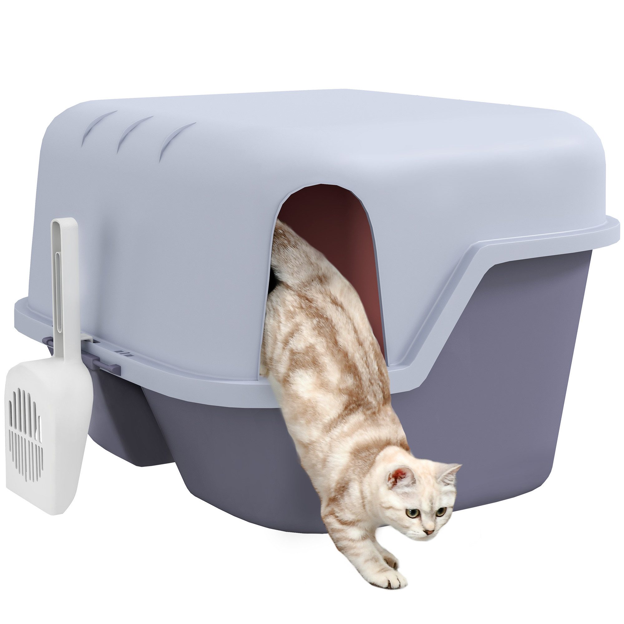 Katzentoilette mit Deckel, Sieb, Schaufel, geschlossen Katze Toilettenhaus