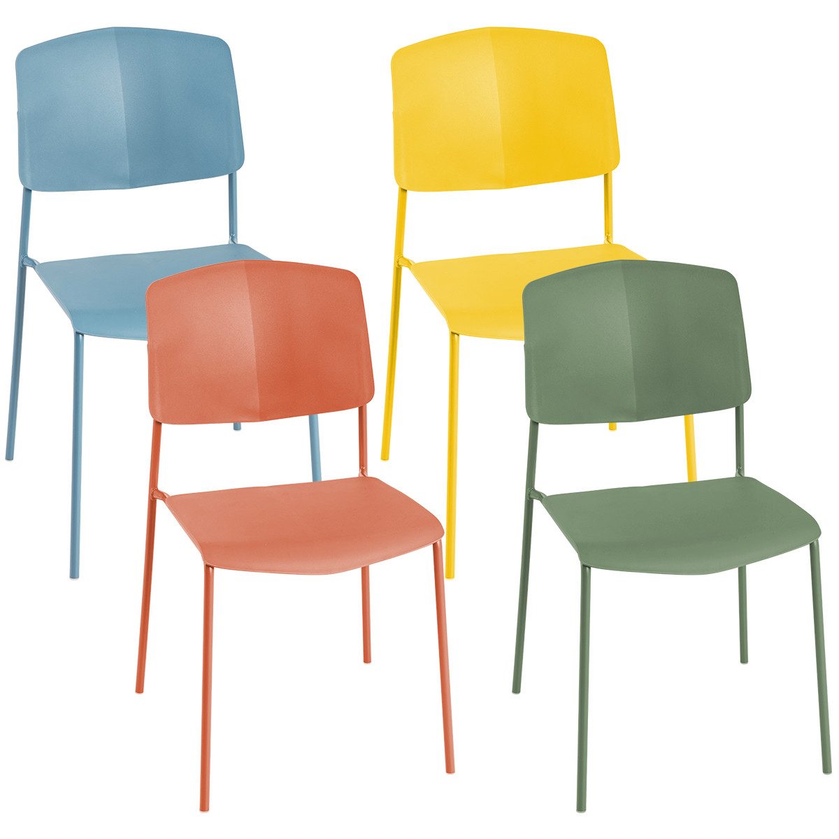 COSTWAY Esszimmerstuhl (4 St), Set aus 4 Stühlen, mit Rückenlehne, stapelbar