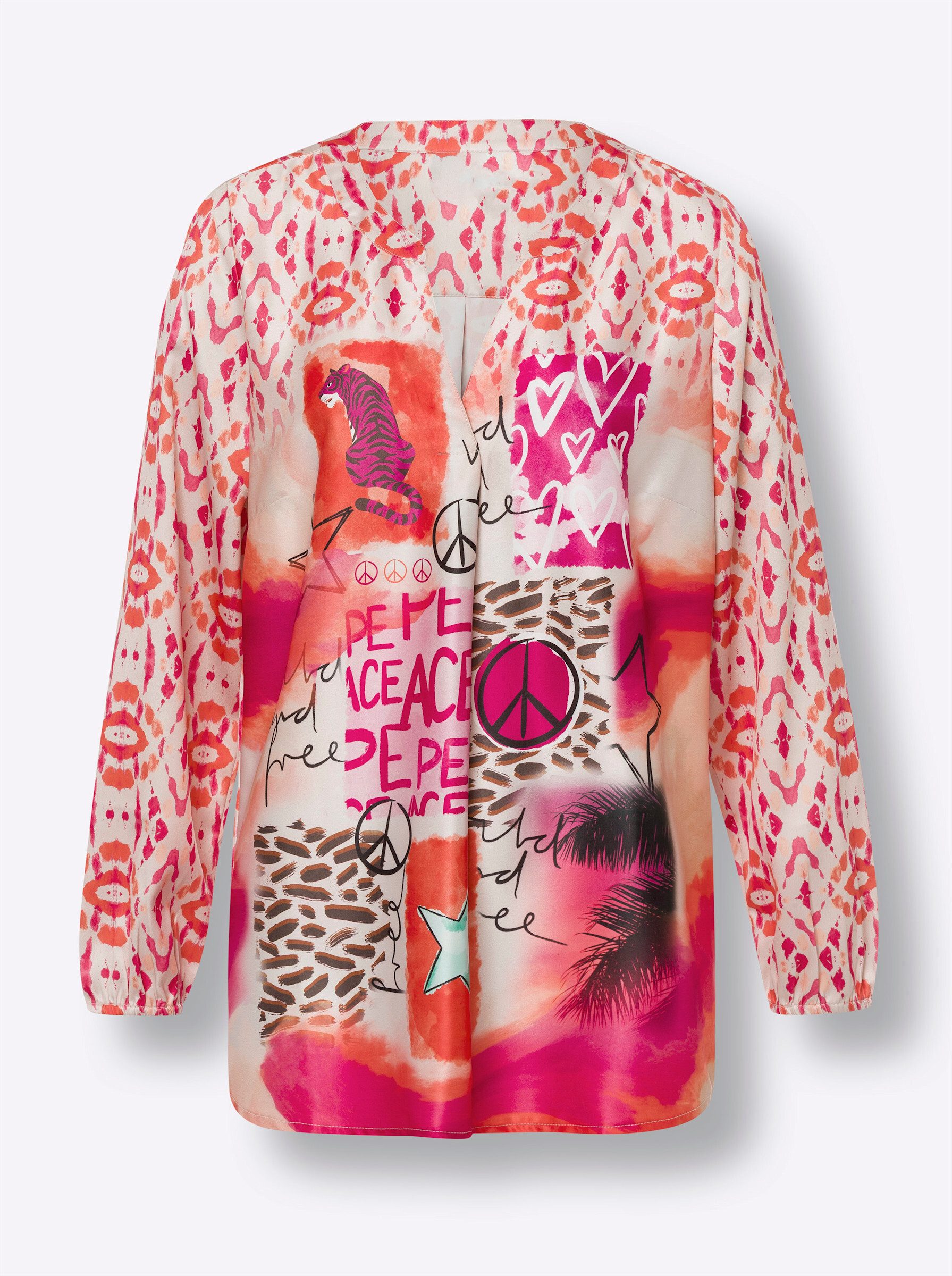 Klassische Bluse Druckbluse Langarm