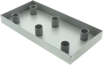 Dekoleidenschaft Tischkerzenhalter Kerzentablett "Grey" aus Metall grau + 6 magnetische Kerzenhalter für, Stabkerzen & Tafelkerzen, Kerzenboard, Lichterboard, Dekotablett