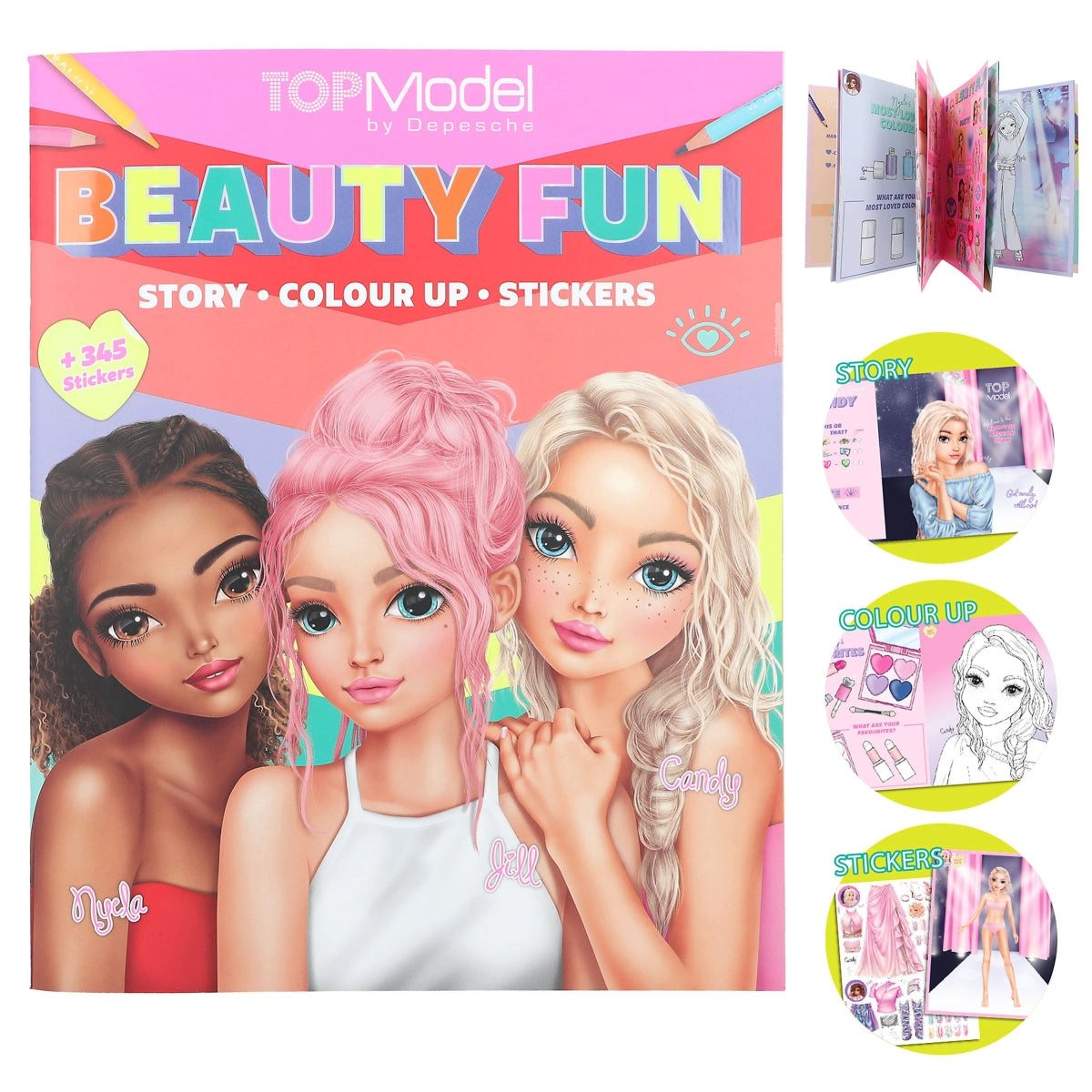 Depesche Stickerbuch TOPModel Malbuch BEAUTY FUN - Kreatives Ausmalbuch mit Stickern