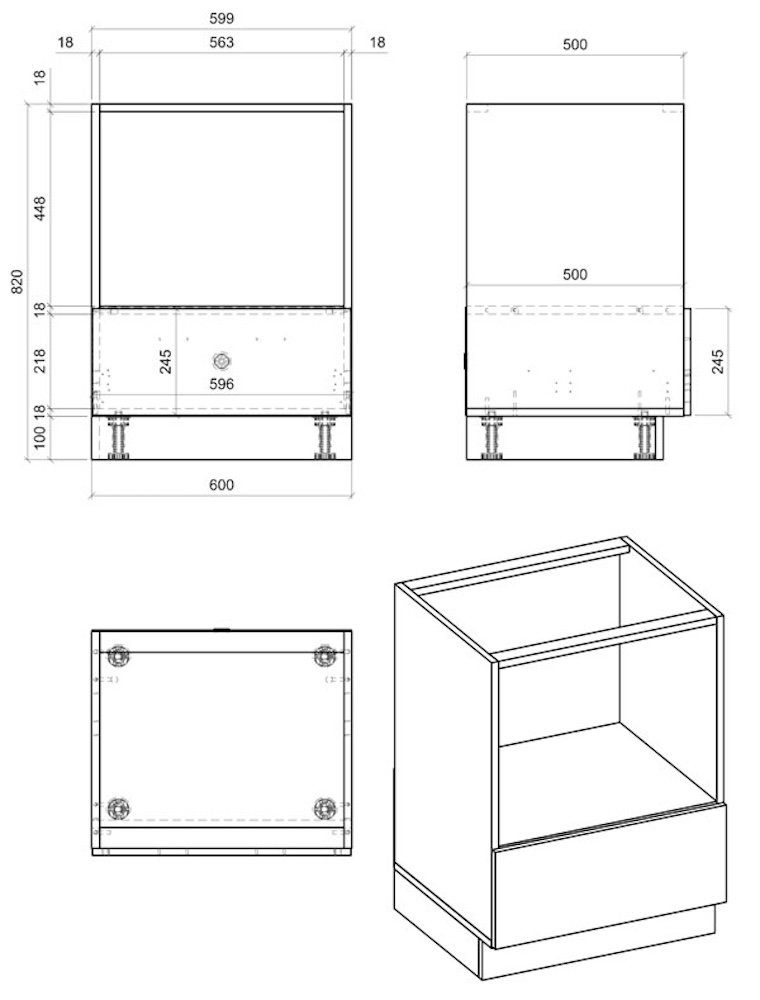 Hochglanz Korpusfarbe 7035 (Vollauszug) Front- Schublade Box, Kunststoffoberfläche, Schublade, mit 1 lackiert, grifflos Herdumbauschrank Comfort MDF) wählbar Feldmann-Wohnen 60cm RAL (Hochglanz Soft-Close-Funktion, pflegeleichter Napoli Spanplatte lichtgrau & REJS