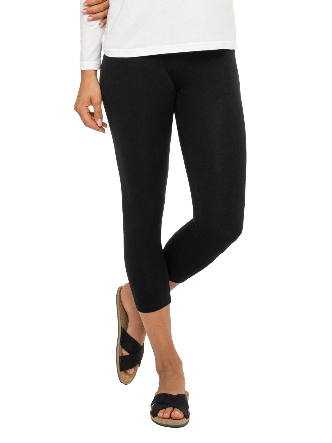 celodoro 3/4-Leggings Damen Leggings (3/4 Capri) Stretch-Jersey Hose aus Baumwolle