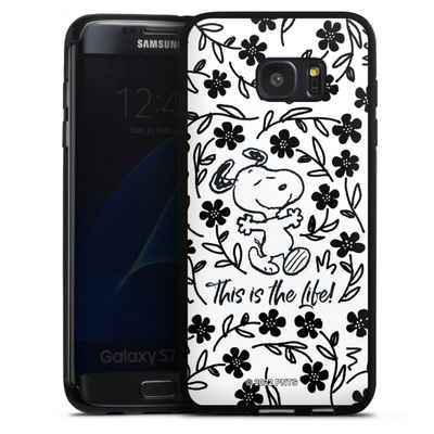 DeinDesign Handyhülle »Peanuts Blumen Snoopy Snoopy Black and White This Is The Life«, Samsung Galaxy S7 Edge Silikon Hülle Bumper Case Handy Schutzhülle