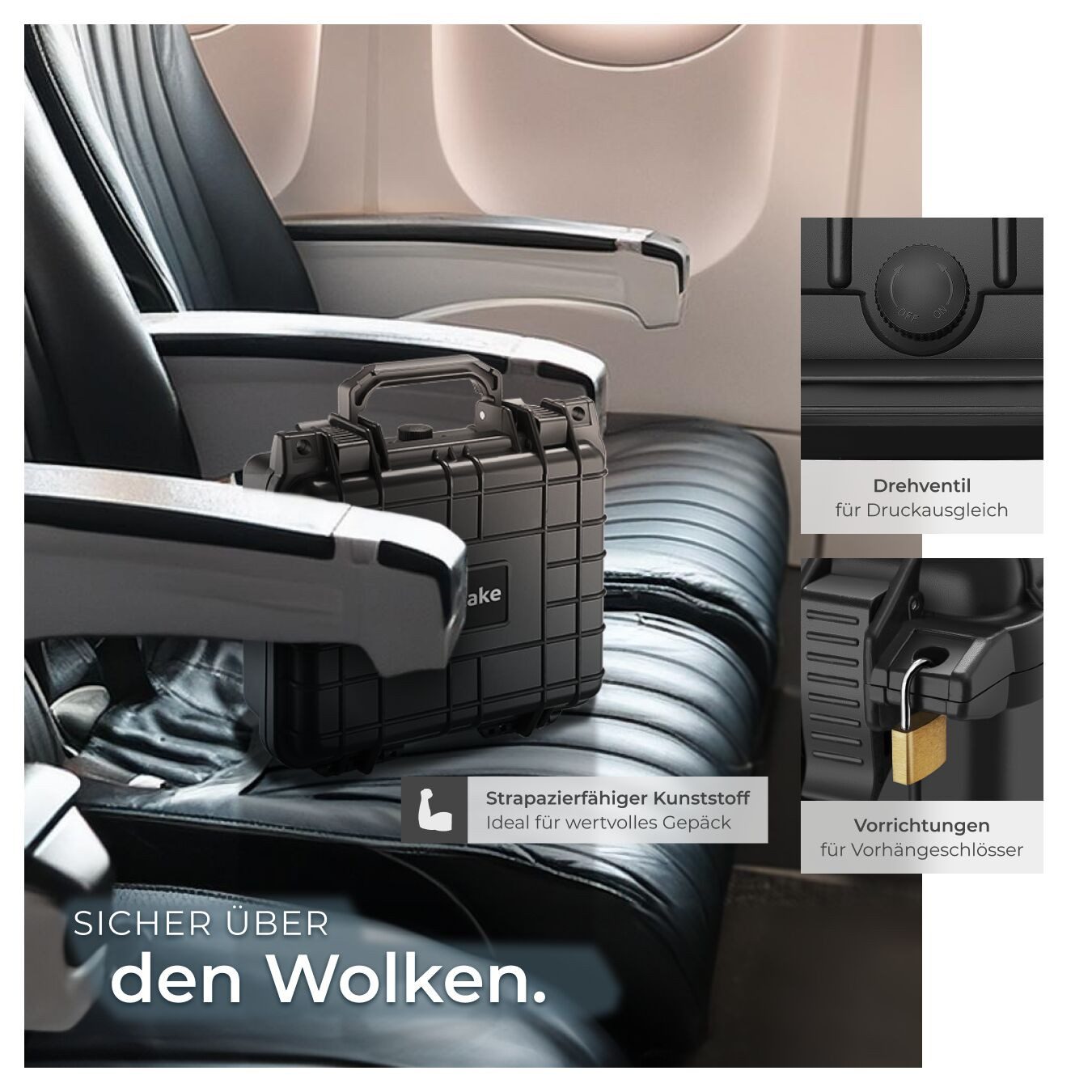 tectake Kameratasche Kamerakoffer (inklusive Vorrichtung für Vorhängeschlösser), aus robuster Hartschale mit 3 Schaumstoffeinlagen