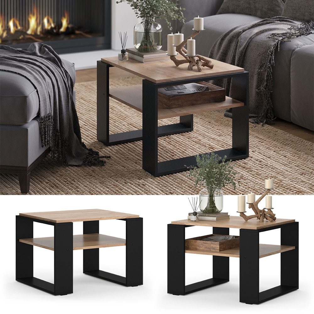 Vicco Couchtisch Helm, Goldkraft Eiche/Schwarz, 65.6 günstig online kaufen
