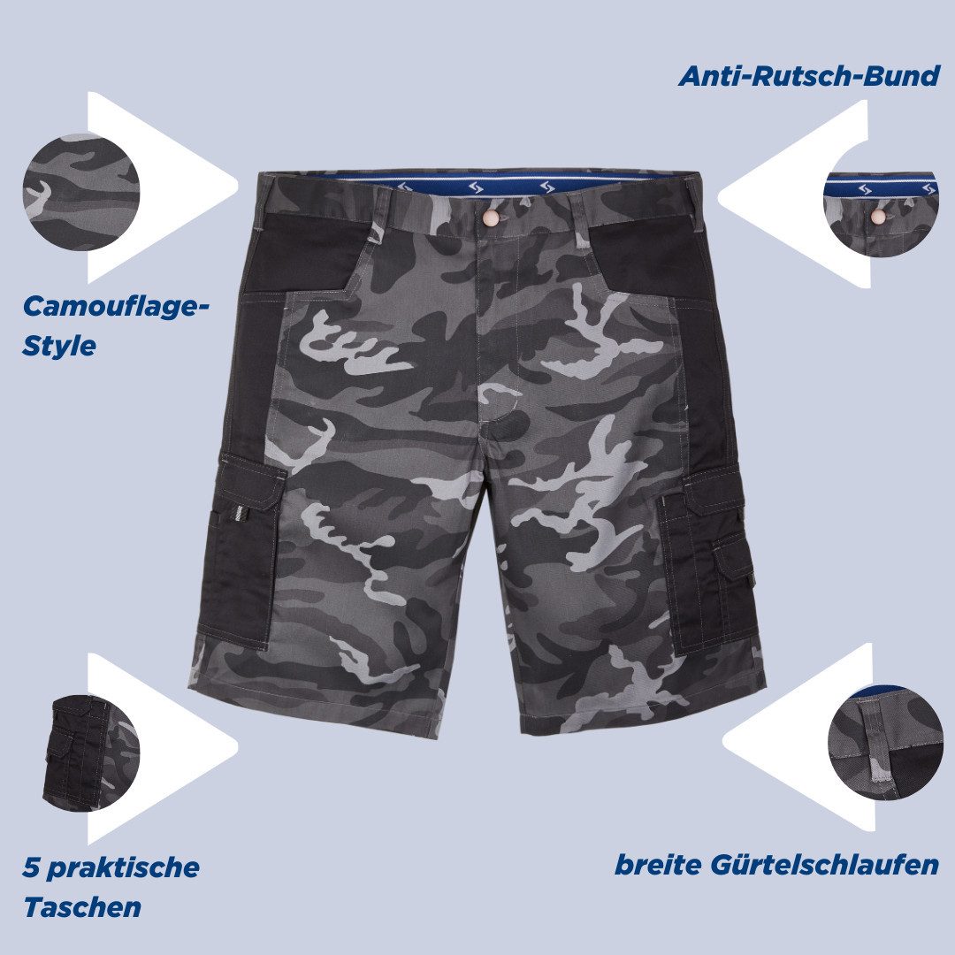 SCHEIBLER WORKWEAR Arbeitsshorts Camouflage mit Hammerschalufe günstig online kaufen