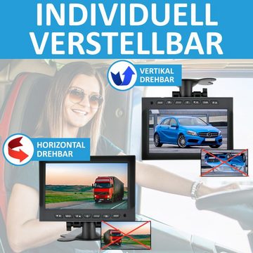 VSG24 7" Rückfahrsystem CAMPER für Wohnmobile inkl. Monitor, Kabel und 2 x Rückfahrkamera (Nachtsicht 12V-24V Wasserdicht Einfache Montage für Wohnwagen LKW)