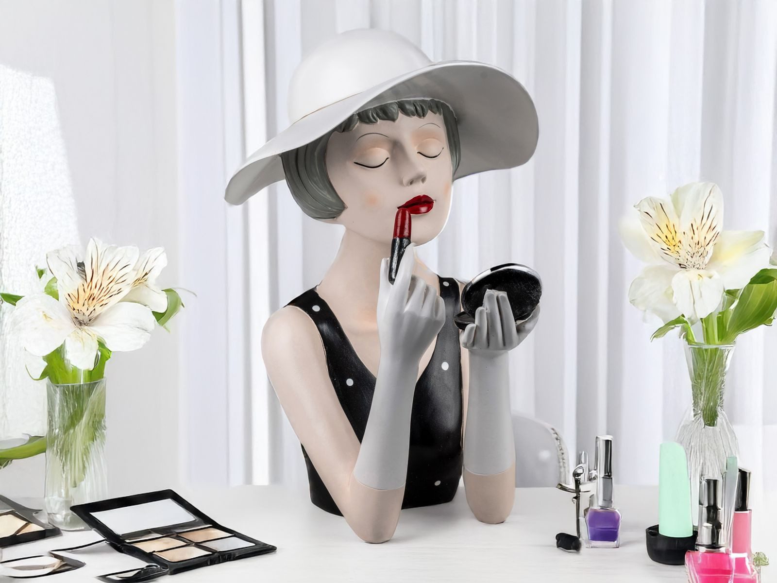 formano Dekofigur Deko-Büste Dame mit Lippenstift Handbemalt Bunte Skulptur günstig online kaufen