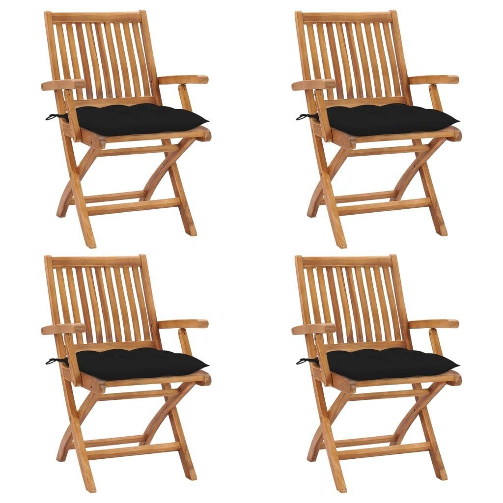 furnicato Gartenstuhl Klappbare Gartenstühle mit Kissen 4 Stk. Massivholz Teak | Stühle