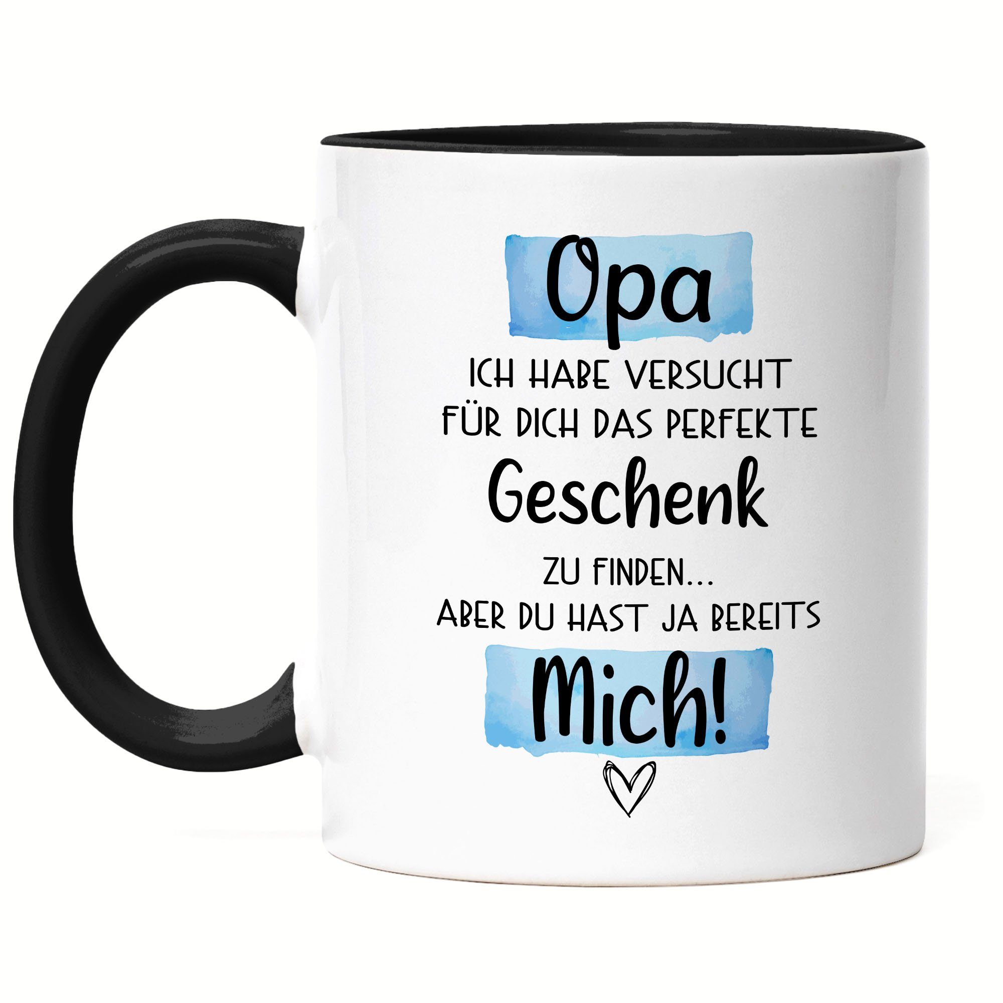 Hey!Print Tasse Opa Geschenk Tasse Lustig Geschenkidee Bester Großvater Opi Vatertag Schwarz