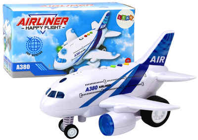 LEAN Toys Spielzeug-Flugzeug Passagierflugzeug Fahrlichter Spielzeug Geräusche Batteriebetrieben