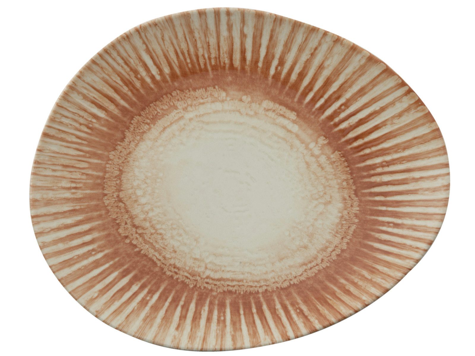 Rosenthal Teller Arthur Krupp Stoneware Sunlight Red Teller flach oval 31x26cm