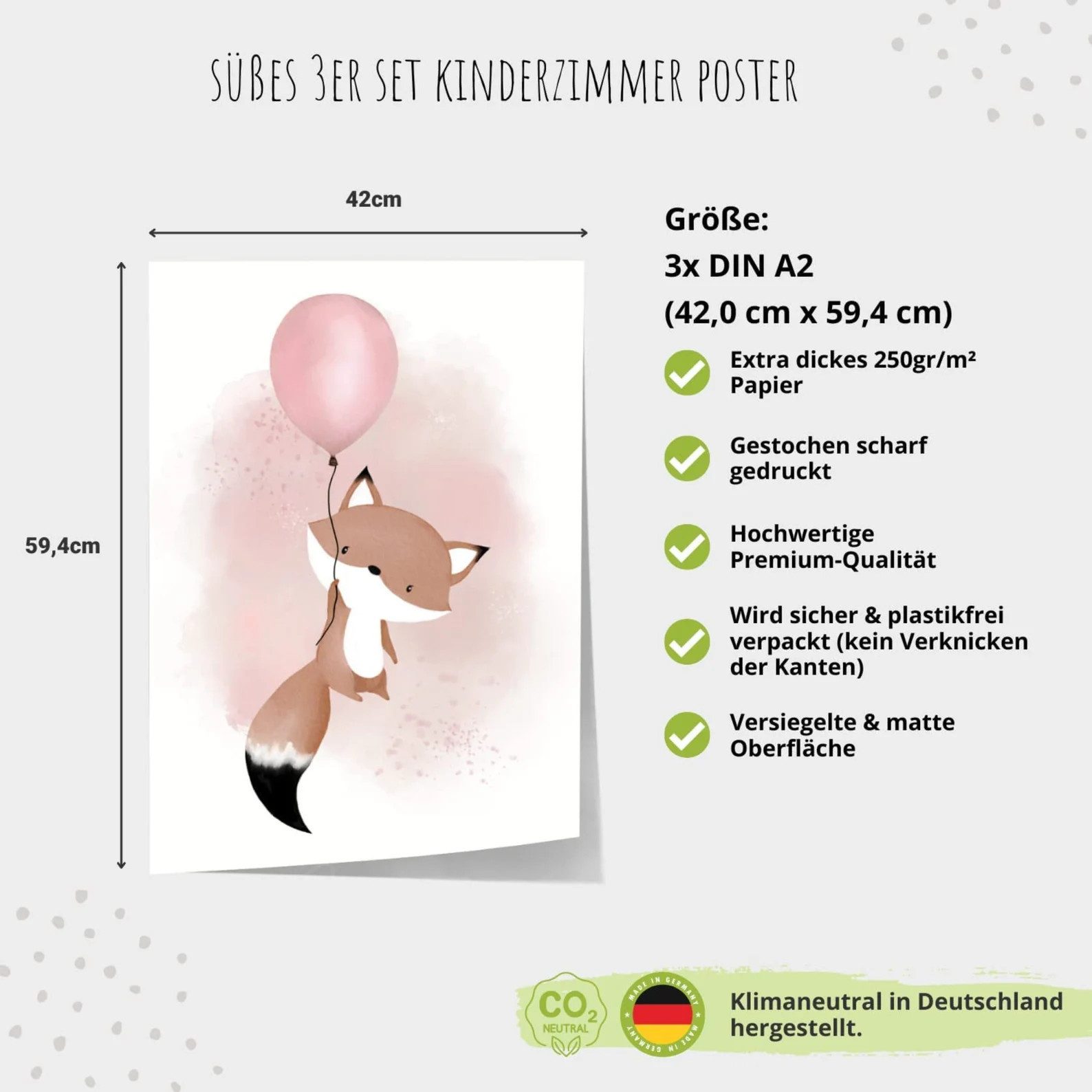 MeinBaby123® Poster Bilder Kinderzimmer, Poster Kinderzimmer Deko, Babyzimmer Deko, Spruch Wandbilder, Boho, Tiere – Bild 3 von 5