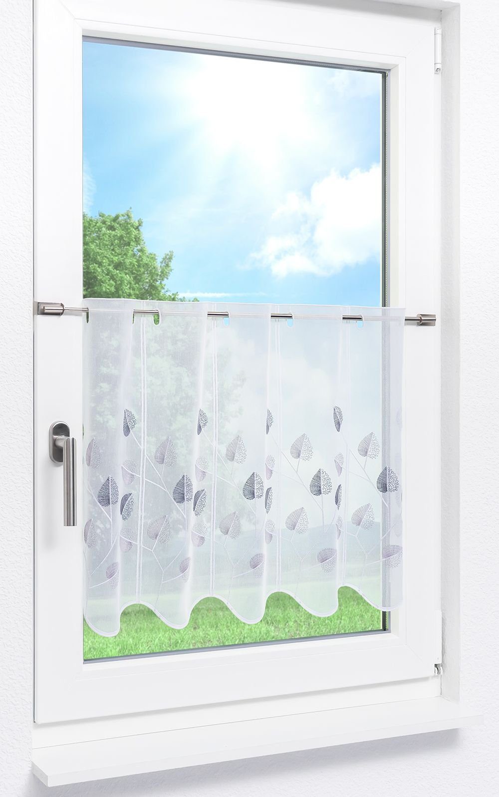 LYSEL® Scheibengardine Designblätter (1 St), transparent, HxB 50x48cm günstig online kaufen
