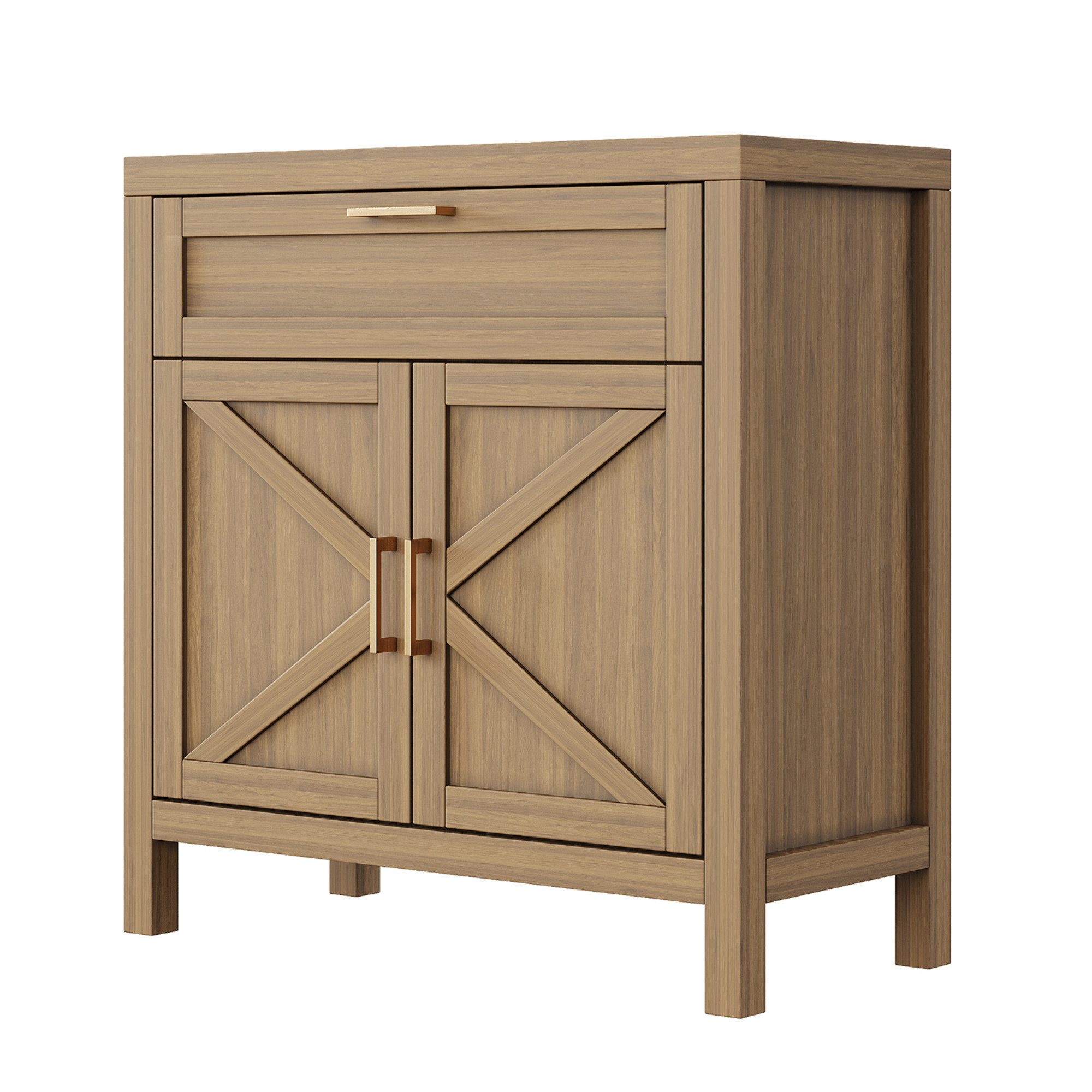GarveeMore Anrichte Sideboard 87x39,5x90cm mit 2 Türen, Schublade & Regal für Küche