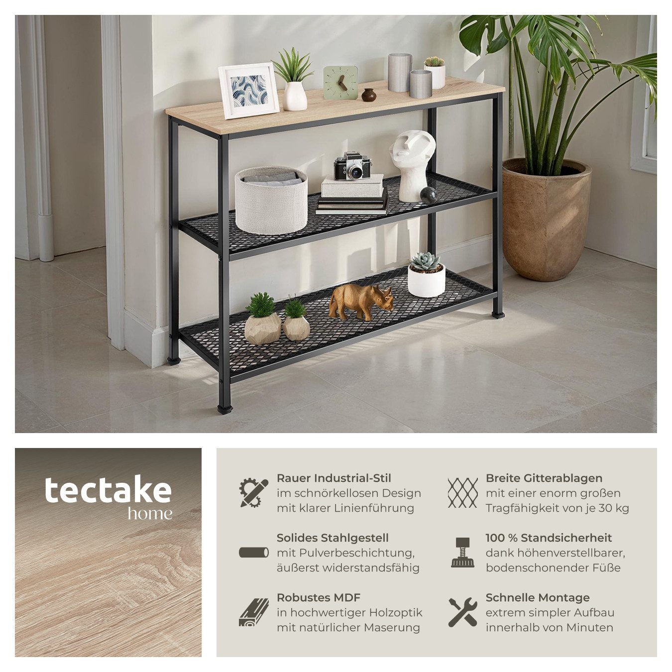 tectake Konsolentisch Bristol (1-St., 1 tlg), Einladender Konsolentisch im günstig online kaufen