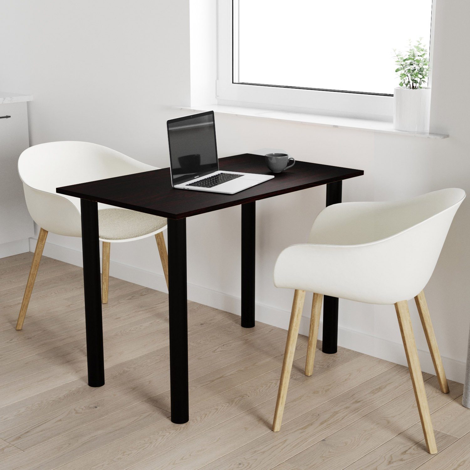 2mm Esszimmertisch PVC mit Bürotisch AKKE Küchentisch schwarzen Wenge Esstisch, Beinen