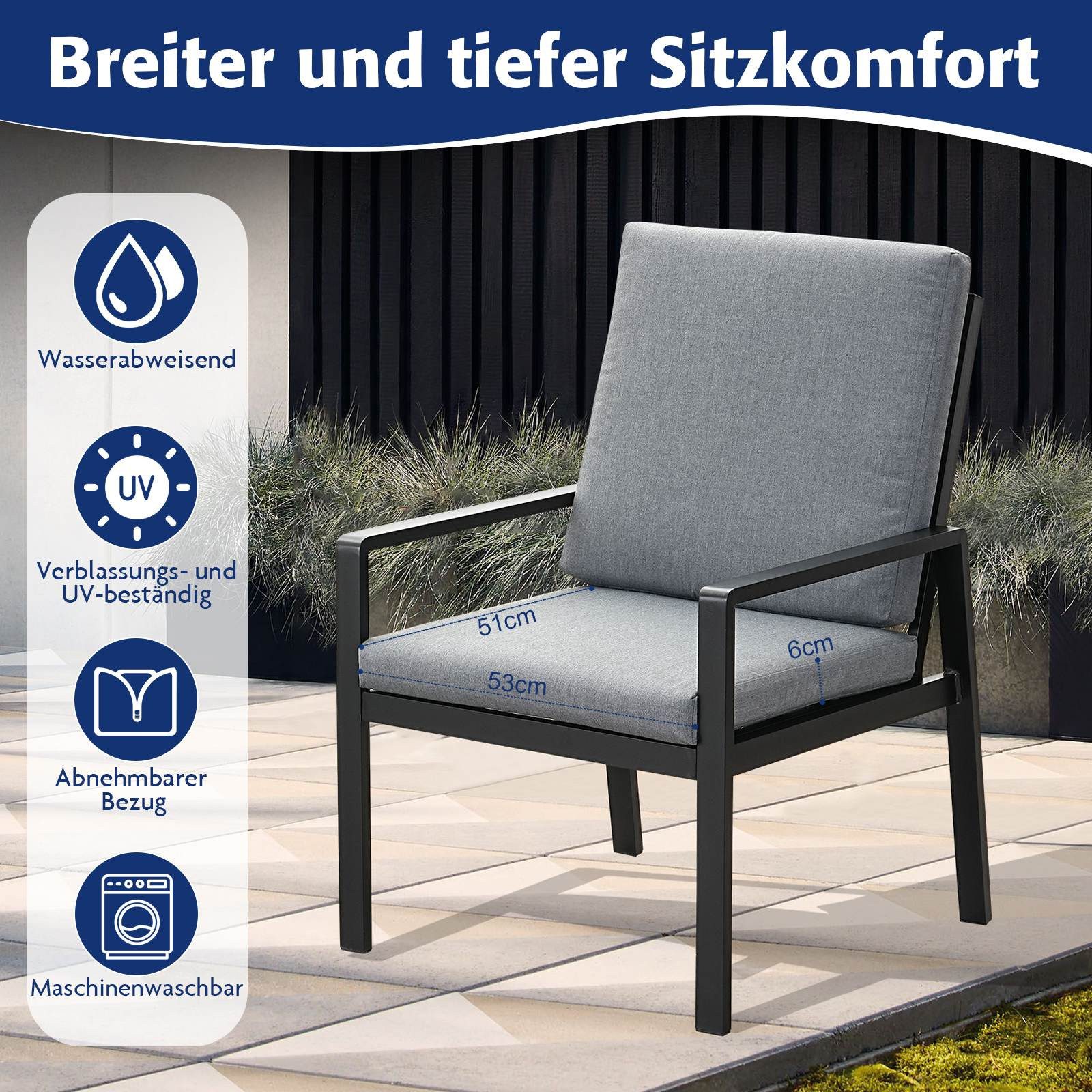 MeXo Gartenlounge-Set Alu Gartenmöbel-Sets Gartenstuhl, (2-tlg., 2 Esszimme günstig online kaufen
