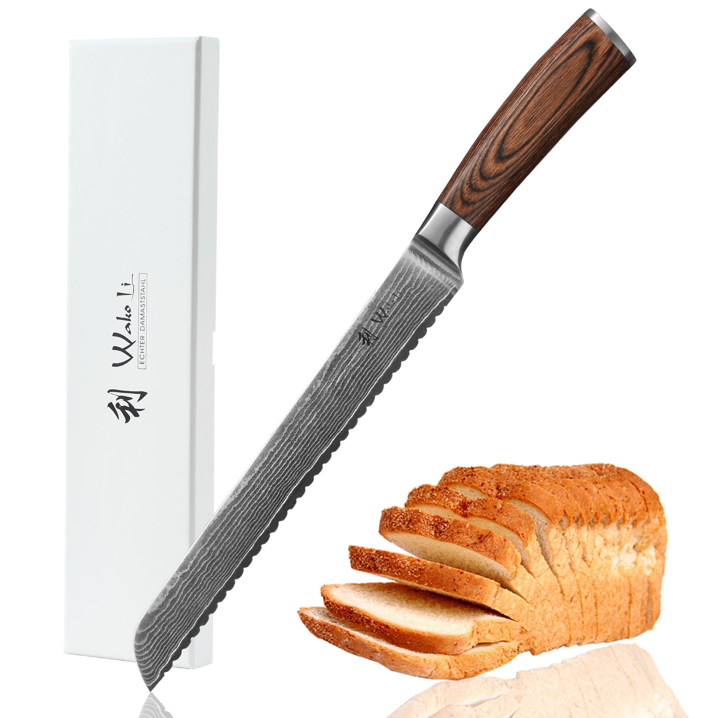 Wakoli EDIB Damastmesser I Küchenmesser Kochmesser I 23cm Wellenschliffklinge, VG10 Kern, 67 Lagen Damaststahl, Pakkaholzgriff, inkl. Geschenkbox