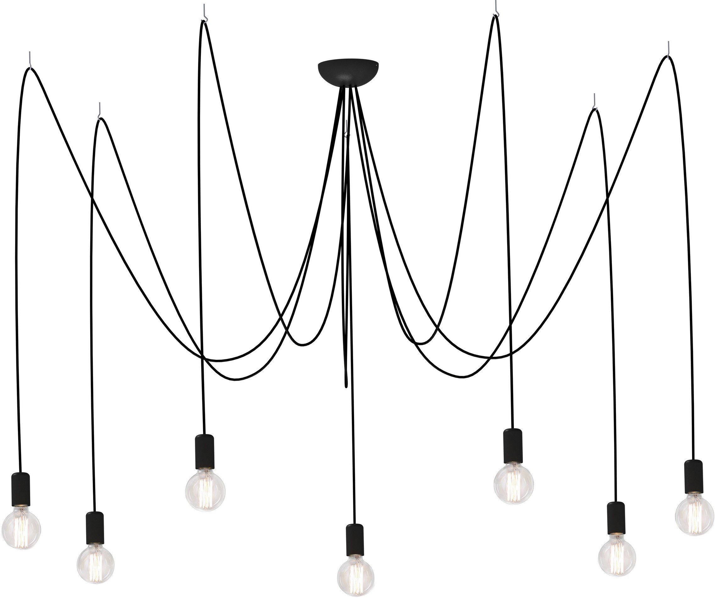Licht-Erlebnisse Pendelleuchte SPIDER, Design Vintage dekorativ Leuchtmittel, ohne Esstisch Schwarz Hängelampe E27